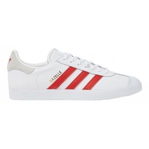 White and Red Women’s Adidas Gazelle.